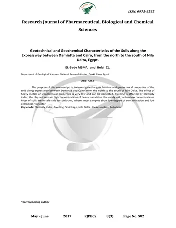 Más sobre Características Geotécnicas y Geoquímicas de los Suelos a lo Largo de la Autopista entre Damietta y el.