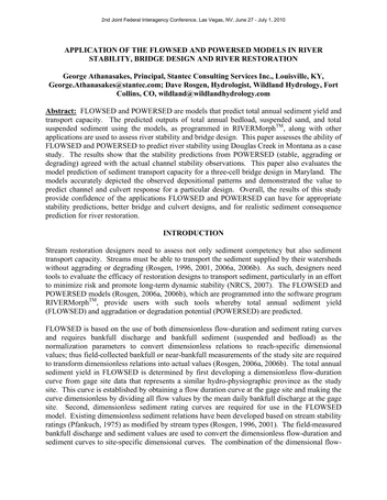 Más sobre Aplicación de los Modelos Flowsed y Powersed en la Estabilidad de Ríos, Diseño de Puentes.