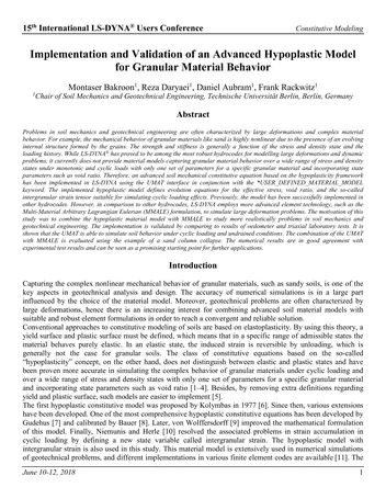 Más sobre Implementación y Validación de un Modelo Hipoplástico Avanzado para.