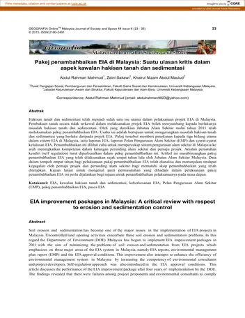 Más sobre Pakej Penambahbaikan EIA di Malasia: Una Revisión Crítica en el Aspecto del Control de Ha